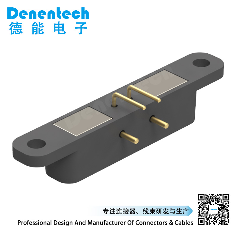 Denentech good quality factory directly Rectangular magnetic pogo pin 2P right angle female magnetic pogo pin charger